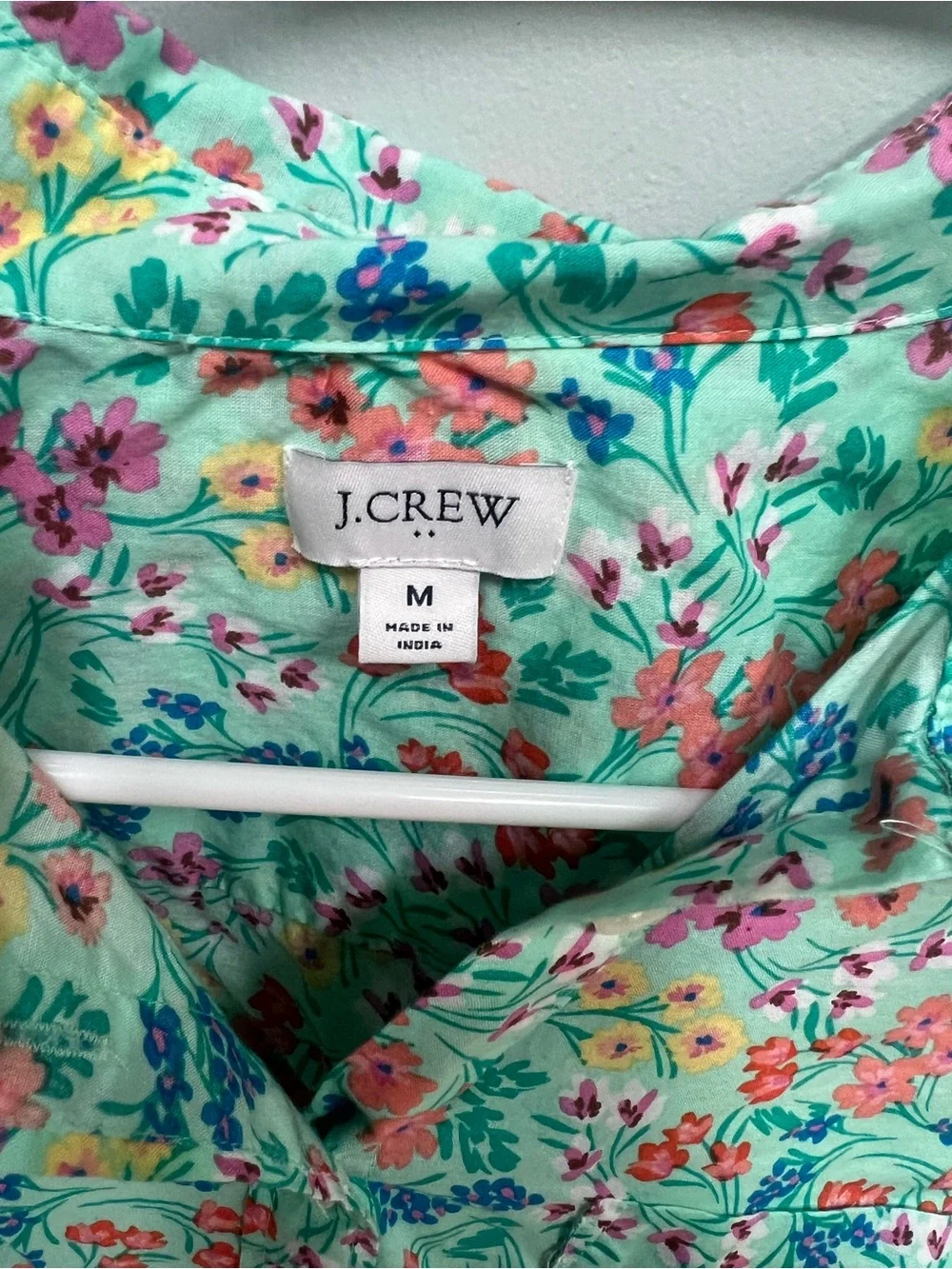J.Crew Mint Floral Button-Front Blouse